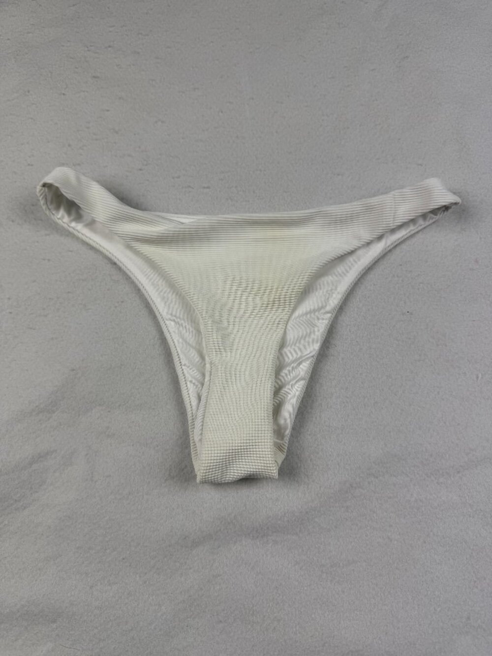 Full Tilt White Textured Stripe Hi-Cut Bikini Bottom Size XS